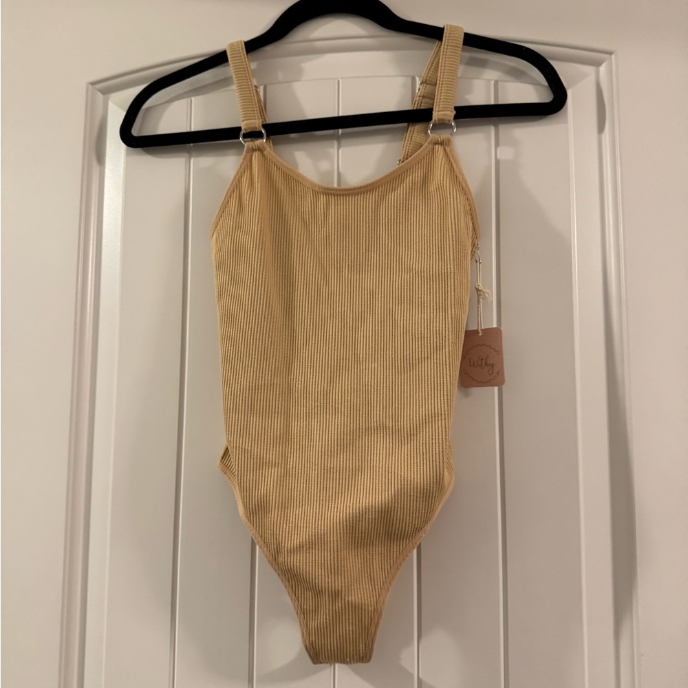 NEVER WORN Tan One-piece Bodysuit!